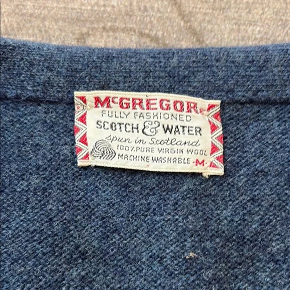 Vintage McGregor Sotch & water Blue Wool Cardigan Sweater M modern men’s Small - Picture 4 of 7